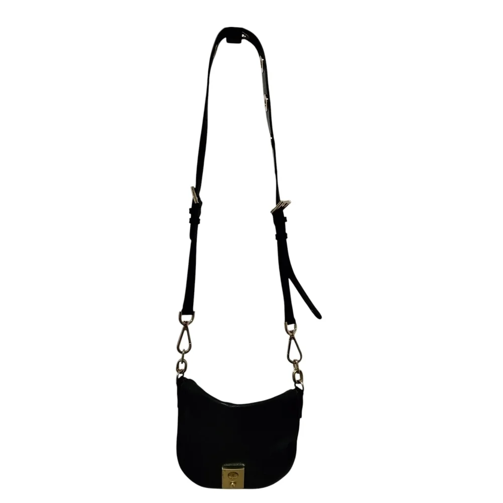 J.Crew Black Leather Saddle CrossBody Bag